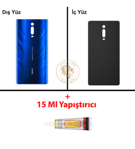 Xiaomi Mi 9T Buz Mavisi Arka Pil Kapağı Batarya Kapağı Lazer Kesim + B-7000 Yapıştırıcı