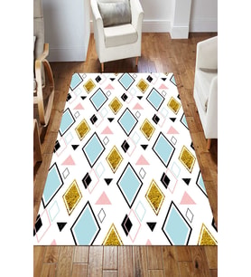 Dijital Kaymaz Taban Yıkanabilir Salon Halısı Mutfak Halısı Koridor Halısı Yolluk ND-HS-245 (Beyaz)