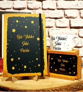 Bir Yıldız Gibi Parla Özel Tasarım Defter Ve Kupa Yeni İş Hediyesi