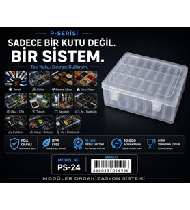 P-SERİSİ 24’lü plastik Şeffaf Kutu Seti– 24 Küçük Kutu Modüler Saklama, Organizer, Ambalaj sistemi