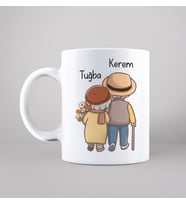 Yaşlı Çift Tasarımlı Kupa Kişiye Özel
