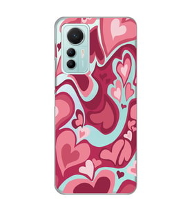 Xiaomi Mi 12 Lite Uyumlu Kalp Desenli Şeffaf Telefon Kılıfı