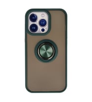 Iphone 15 Pro Max Kılıf Montreal Yüzüklü Silikon Kapak - Yeşil