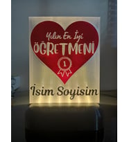 Öğretmene Özel Isimli Dekoratif Led Lamba M3 - Kablolu Adaptörlü - Hediyelik (Günışığı)