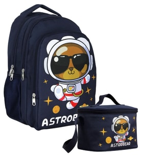 Cennec Sırt Çantası+Beslenme Çantası Seti - Lacivert Beyaz - Astronot Ayıcık - Erkek Çocuk - SETUMT5045B