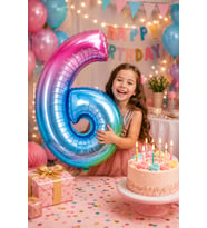 Folyo Rakam Balon 6 Rengarenk 40 İnç 100 cm Doğum Günü Yaş Parti Kutlama Süsleme Dekor Balonu