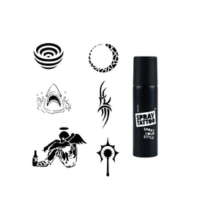 Efkar ve Şerit Spray Tattoo Geçici Dövme Seti Dark Siyah Sprey