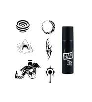 Efkar ve Şerit Spray Tattoo Geçici Dövme Seti Dark Siyah Sprey