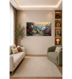 Tam Renk Thomas Kinkade Yağlı Boya Dekoratif Kanvas Duvar Tablosu