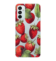 Samsung Galaxy M14 Uyumlu Çilek Desenli Şeffaf Telefon Kılıfı