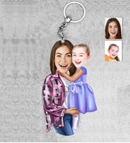 Kişiye Özel Anne Kız Ahşap Anahtarlık-6