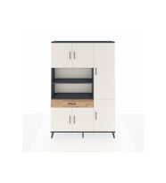 Arges Dolap 10 Raflı Tek Çekmeceli 6 Kapaklı 132x30x195 Antrasit-Aytaşı/Çam
