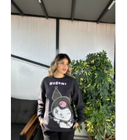Kadın Oversize Baskılı Antrasit Sweatshirt