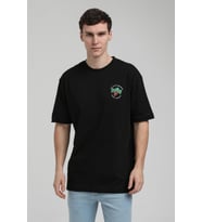 Bisiklet Yaka Siyah Oversize Tişört 23SSM20336