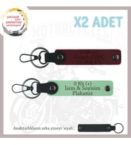 Motorcu Dostlara Özel, İsim Plaka ve 0 Rh (+) Kan Grubu Yazılı x2 Anahtarlık Set, Yeşil-Bordo-Syh (Çok Renkli)