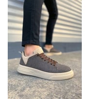 Ont Bağcıklı Keten Dokulu Hafif Taban Erkek Günlük Casual Sneaker Ayakkabı - Beyaz