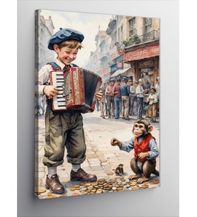 Kanvas Tablo Akordiyon Çalan Çocuk