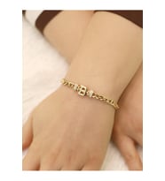 14 Ayar Altın B Harfli Bileklik (Gold)