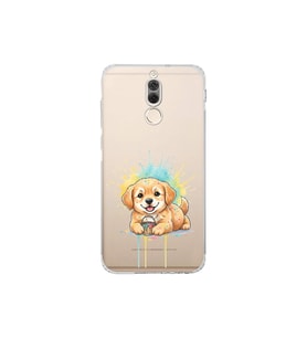 Huawei Mate 10 Lite ile Uyumlu Splash Köpek Tasarımlı Şeffaf Silikon Kılıf