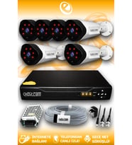 ELITCAM 6 Kameralı Uzay 6 Dış Kamera Set HDD'siz Full HD Gece Görüşlü Güvenlik Kamerası Sistemi