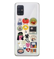 Samsung Galaxy A51 Uyumlu Sticker Tasarımlı Şeffaf Telefon Kılıfı