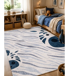 Mavi Zebra Desenli Çocuk Odası Halısı Sultan Halı