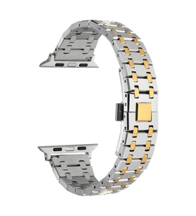 Apple Watch 44mm Uyumlu Kordon Paslanmaz Metal Çift Renkli Zore KRD-83 Kayış