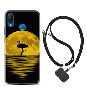 Huawei P20 Lite Mate 10 20 Lite Pro P40 Lite KılıfBoyun Askılı Silikon Ay ve Flamingo 1775