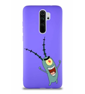 Xiaomi Redmi Note 8 Pro Soft Premier Kapak Plankton Tasarımlı Silikon Kılıf - Mor (Şeffaf)