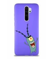 Xiaomi Redmi Note 8 Pro Soft Premier Kapak Plankton Tasarımlı Silikon Kılıf - Mor (Şeffaf)
