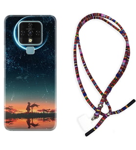Tecno Camon 16 18P Pova Kılıf Boyun Asklı Rasta Silikon Ay ve Kız 1720