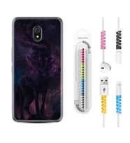 Xiaomi Redmi 8A 8 Pro 9C 9T 10C 11T Pro Kılıf Kablo Koruma Spiral Silikon Black Purple Wolf 1791