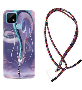 Realme C11 C21 C21Y C25Y C11 2021 Kılıf Boyun Asklı Rasta Silikon Kız ve Ejderha 1742
