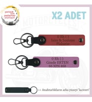 Tüm Sürücüler İçin Özel İsim Plaka ve 0 Rh (-) Kan Grubu Yazılı x2 Anahtarlık, Nar Çiçeği-Pembe-Laci (Çok Renkli)