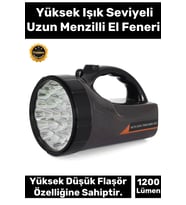 Premium 3 Modlu Beyaz Işıklı 75W Şarjlı Taşıma Askılı 300 Metre Mesafe 1200 Lümen 25 Ledli El Feneri