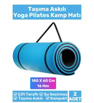 Özel Çift Taraflı Kaymaz Silinebilir Yoga Meditasyon Fitness Kamp Minderi 16 Mm Askılı Mat 2'li Set