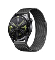Amazfit GTS / GTS 2 Mini / GTS 2 42Mm / GTS 2E 42Mm (20mm) Uyumlu Kordon Hasır Metal Mıknatıslı Kayış Band-12 (Siyah)