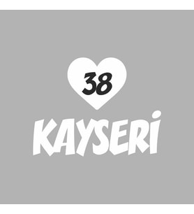 Kalpli 38 Kayseri Araba Sticker siyah 20x15 CM (Beyaz)