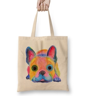 Nosey French Bulldog Bez Çanta Uzun Saplı