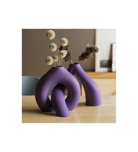 Alvera Interlocking Vazo – 3D Baskı Iç Içe Geçen Dekoratif Vazo-Mor