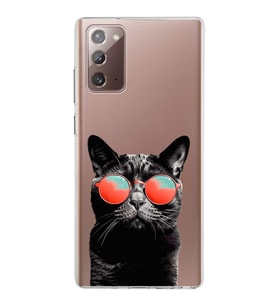 PrintiFy Samsung Galaxy Note 20 ile Uyumlu 1mm Slim Fit Kedi 3 050d Baskılı Şeffaf  Kılıf