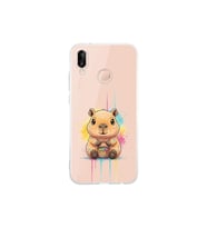 Huawei P20 Lite ile Uyumlu Splash Kapibara Tasarımlı Şeffaf Silikon Kılıf