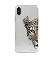 Iphone Xsmax Uyumlu Kaplan Desenli Şeffaf Telefon Kılıfı