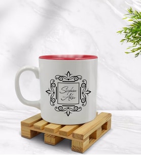 BK Gift Kişiye Özel İsimli İçi Kırmızı Renkli Kupa Bardak Model 1