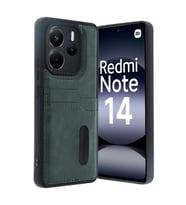 Xiaomi Redmi Note 14 4g Kılıf Sara Kartvizitli Deri Kılıf - Koyu Yeşil