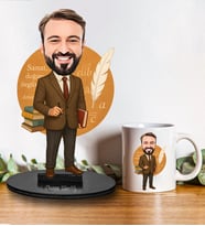 Kişiye Özel Edebiyat Öğretmeni Tasarımlı Karikatür Biblo Ve Kupa Hediye Seti 283