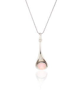 Pembe Kuvars Taşlı Kadın Gümüş Otantik Kolye 201022873