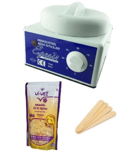 Sir Ağda Makinesi +Naturel Soyulabilen Boncuk Ağda + Spatula Seti