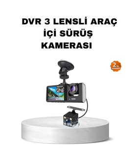 Üç Kameralı Araç İçi Kayıt Sistemi Full HD Gece Görüşlü ve G-Sensör Destekli
