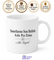 Sınırlarını Sen Belirle Asla Pes Etme Hedef Odaklı Çay Kupası Hediye Bardak